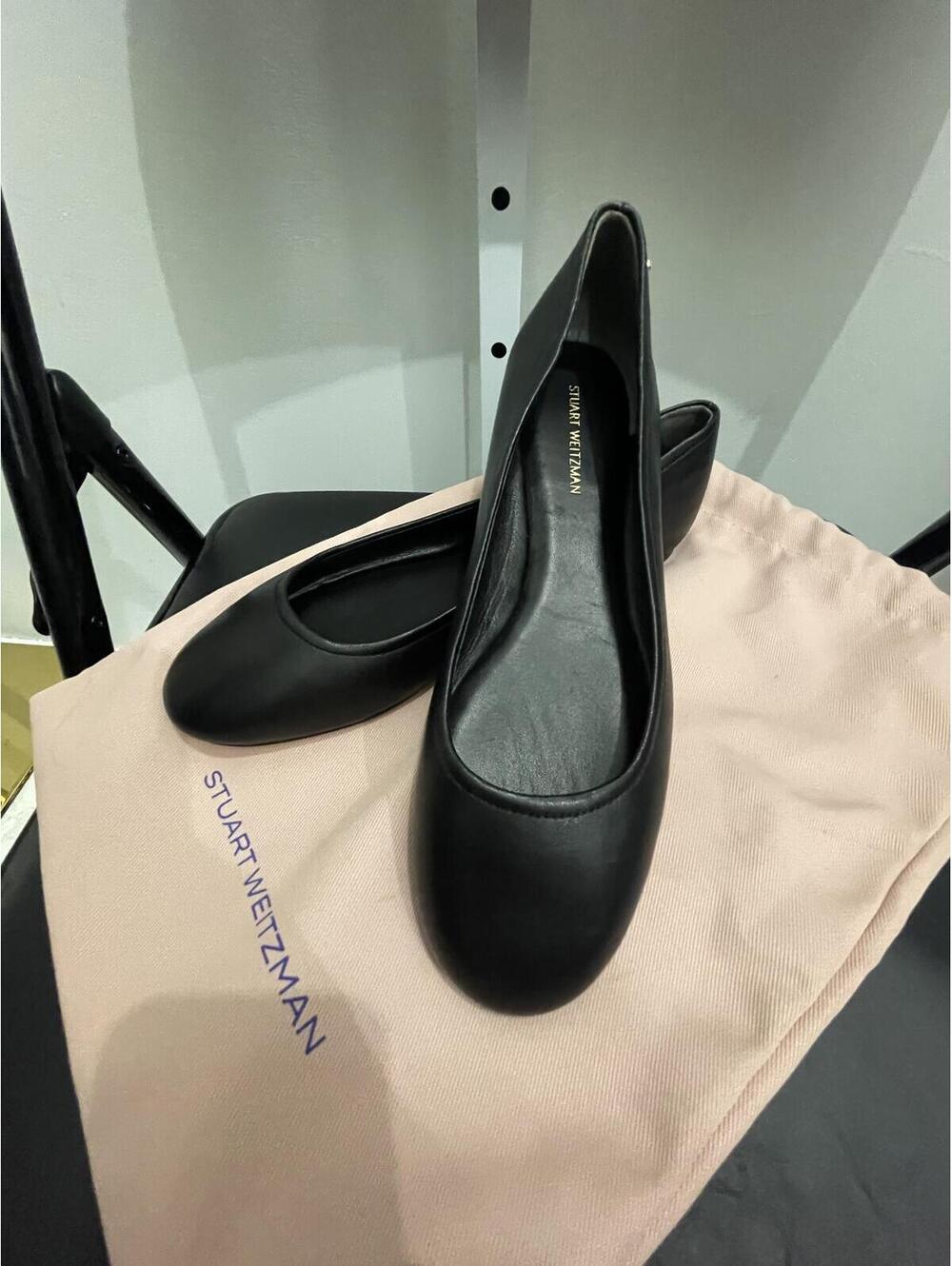 Stuart Weitzman Black Leather Ballet Flats Size 7